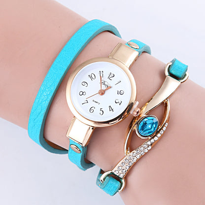 Blue Crystal Long Strap Quartz Bracelet Watch