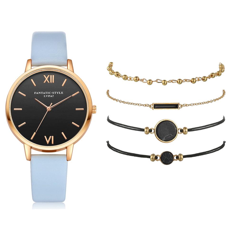 Lvpai Women's Minimalist Quartz Watch and Bracelet Set
