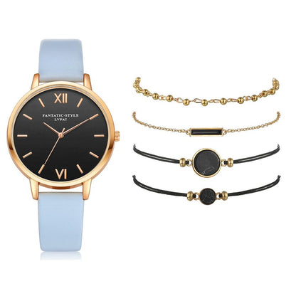 Lvpai Women's Minimalist Quartz Watch and Bracelet Set