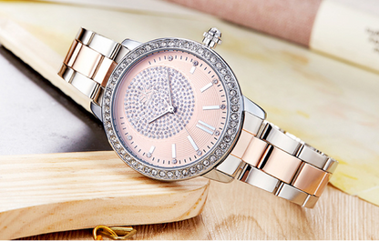 Diamond-Studded Steel Band Women's Watch