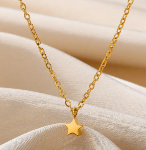 18K Gold-Plated Necklace with Tiny Star Design (One Piece)