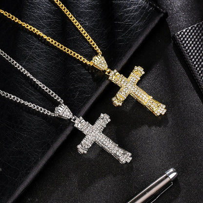 Hip Hop Cross Necklace with Diamond Pendant for Men