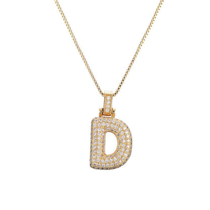 Hip Hop Letter Pendant Necklace with Zircon for Women