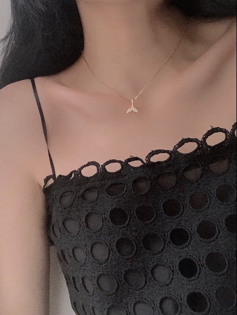 925 Silver Fish Tail Necklace for Women, Minimalist Style