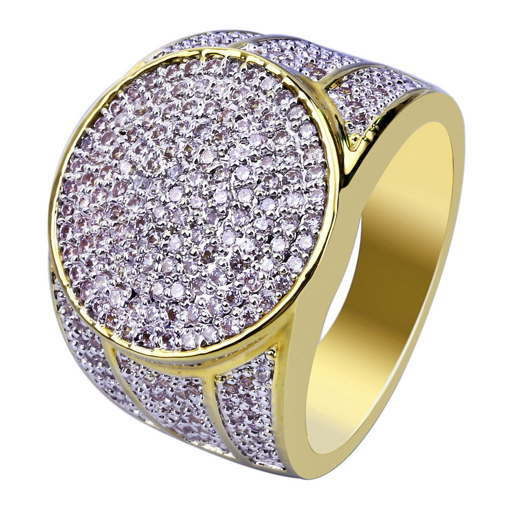 118K Gold Plated Hip Hop Ring with Zircon Stones