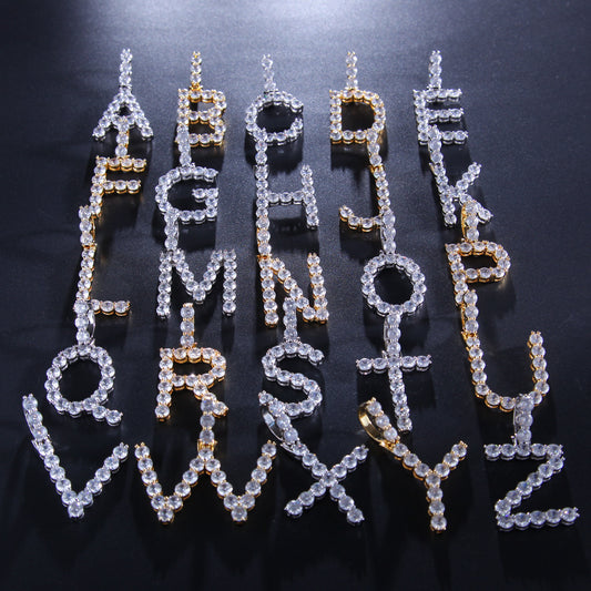Bling Bling Letter Pendant Necklace with Zirconium (26)