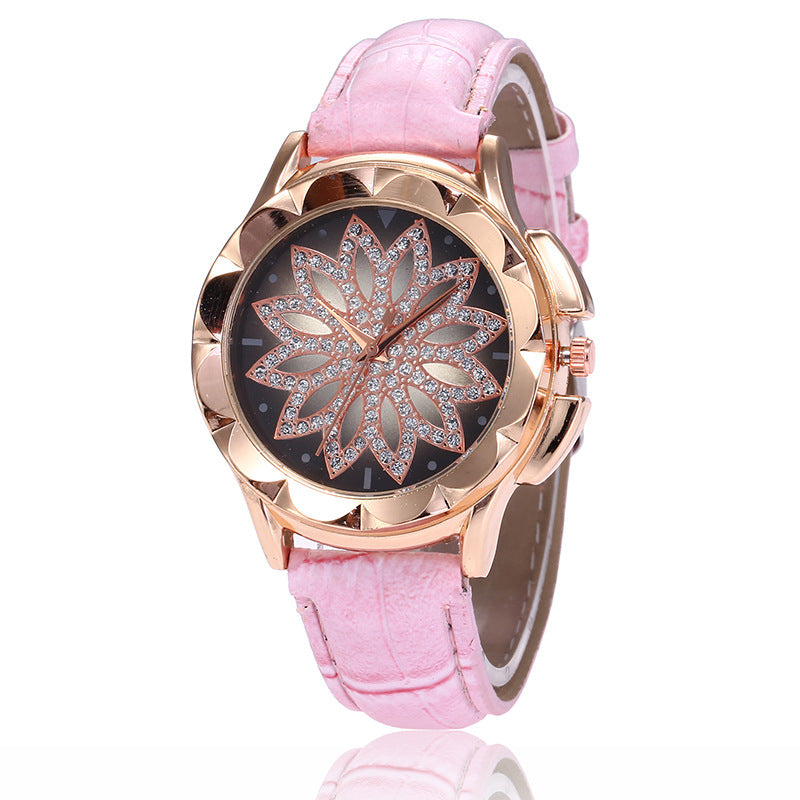 Fashionable Quartz Watch with Creative Design and Rhinestones