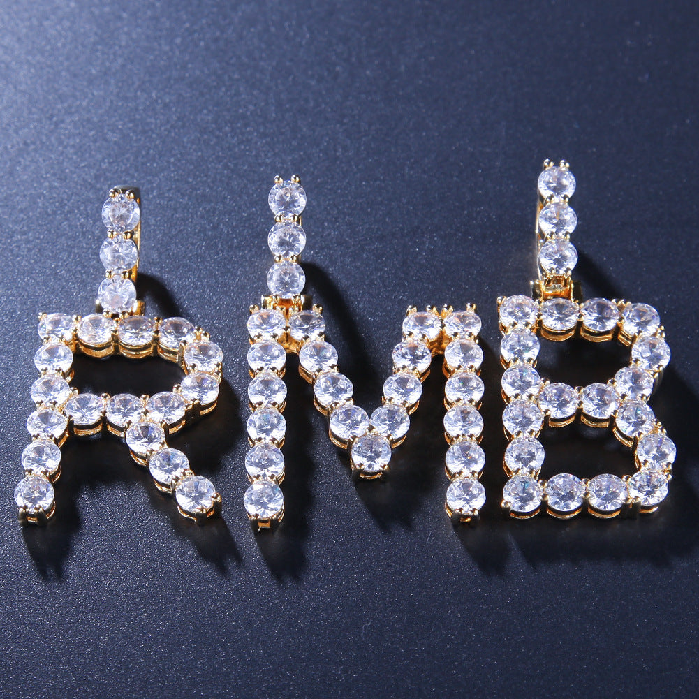 Bling Bling Letter Pendant Necklace with Zirconium (26)