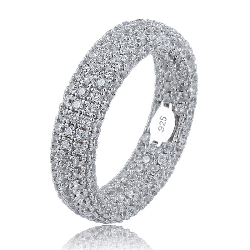 925 Silver Hip-Hop Style Zircon Ring for Men