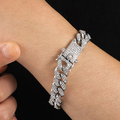 Hip Hop Trend Full Diamond Cuban Link Bracelet for Men