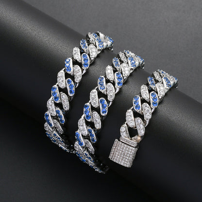 Hip Hop Cuban Chain with Aquamarine Zircon Stones