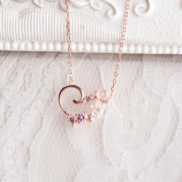 Shell Flower Alphabet Necklace in S925 Silver