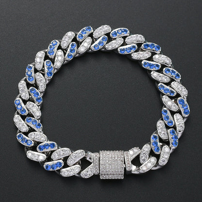 Hip Hop Bracelet with 12mm Aqua White Zirconia