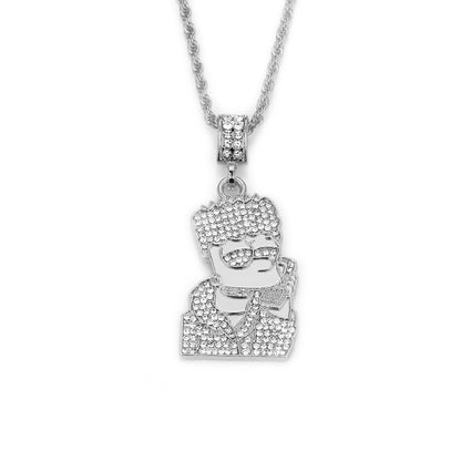 Hip Hop Cartoon Character Necklace with Rhinestones