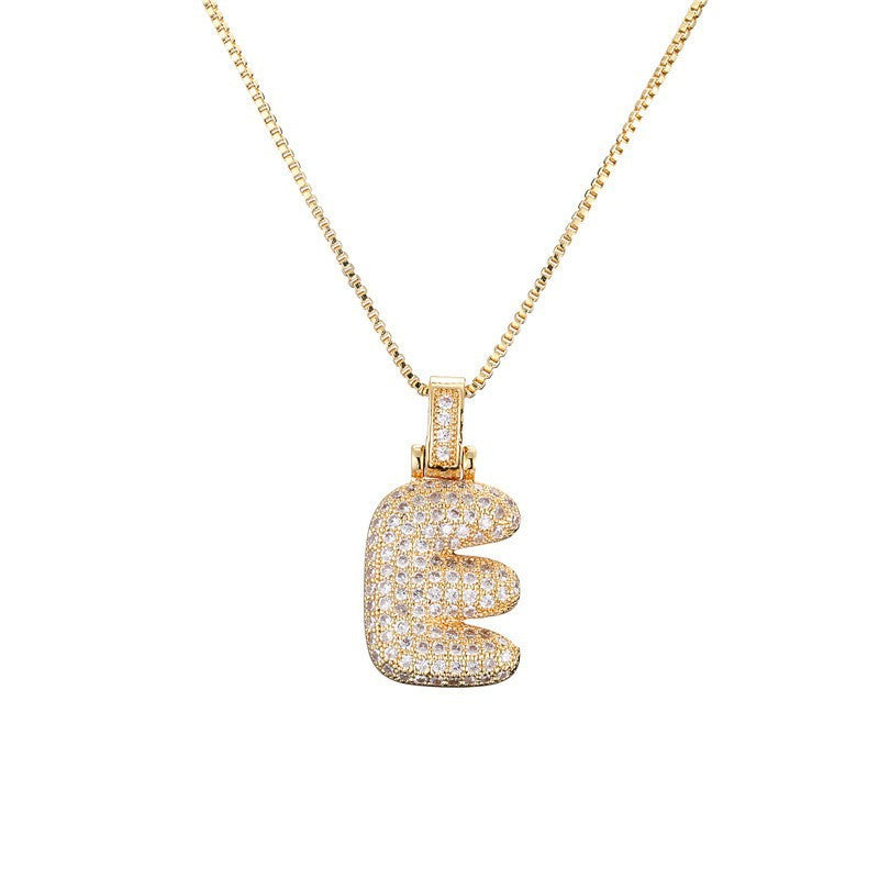 Hip Hop Letter Pendant Necklace with Zircon for Women