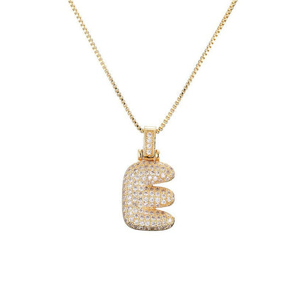 Hip Hop Letter Pendant Necklace with Zircon for Women