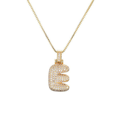 Hip Hop Letter Pendant Necklace with Zircon for Women