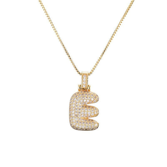 Hip Hop Letter Pendant Necklace with Zircon for Women