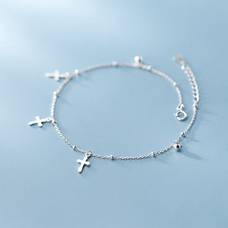 Ailuoqi S925 Silver Bracelet with Cross Charm
