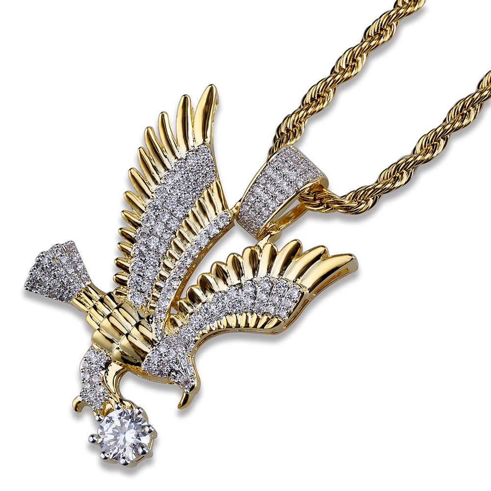 Men's Hip Hop Eagle Necklace with Zircon Pendant