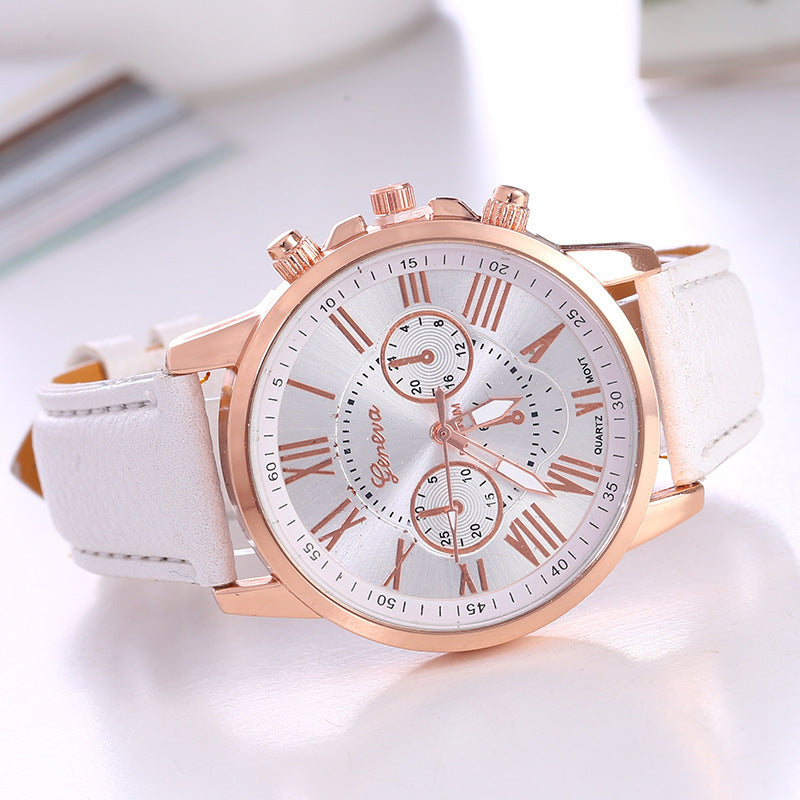 Women's Leather Strap Roman Numeral Watch for All