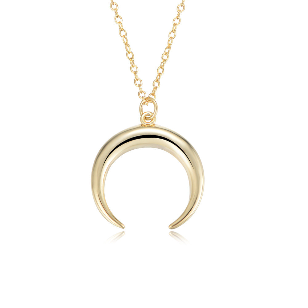 S925 Silver Vintage Crescent Moon Pendant Necklace