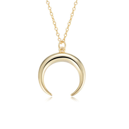 S925 Silver Vintage Crescent Moon Pendant Necklace