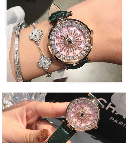"Fashionable Women's Quartz Watch with Leather Band"