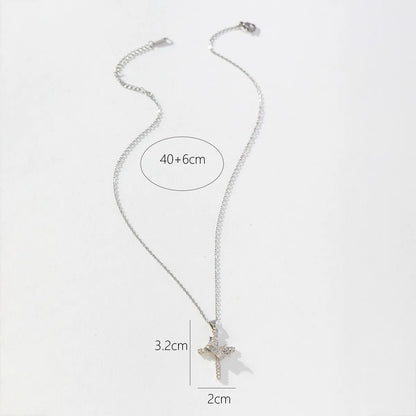 Crown Cross Clavicle Chain Silver Zircon Pendant Necklace