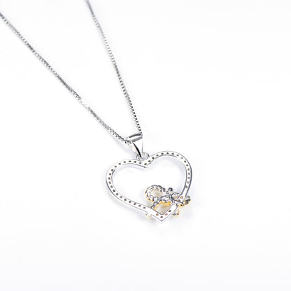 Heart-Shaped Bow Pendant Necklace in 925 Silver