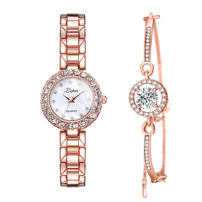 Women's Quartz Watch and Bracelet Set (Two Pieces)