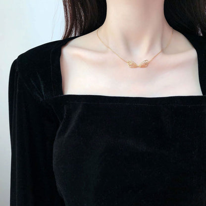 S925 Silver Angel Wing Bow Necklace for Women