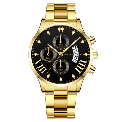 Fashion Calendar Quartz Men's Watch with Steel Band