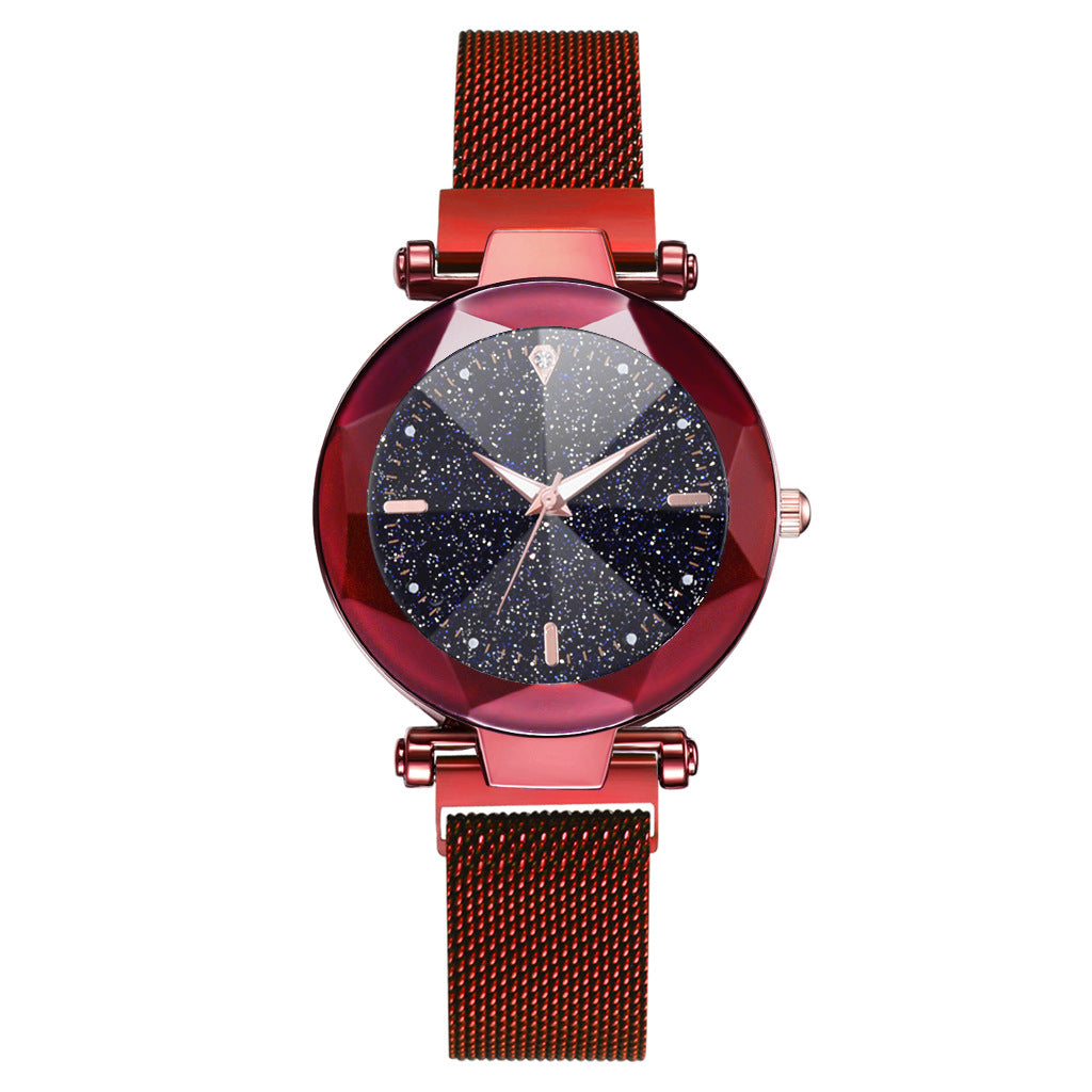 Fashionable Starry Sky Quartz Watch with Milanese Band