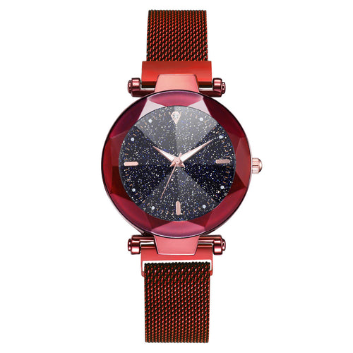 Fashionable Starry Sky Quartz Watch with Milanese Band