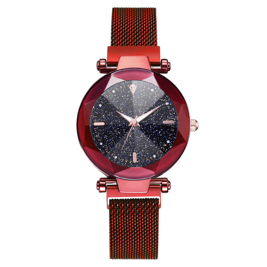 Fashionable Starry Sky Quartz Watch with Milanese Band