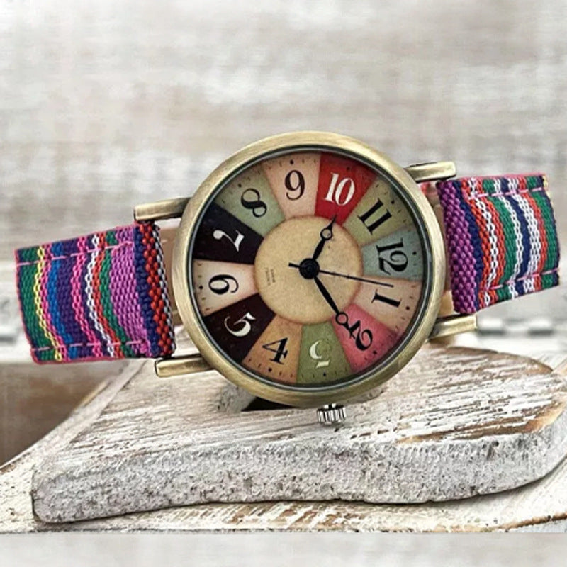 Fashionable Women's Quartz Watch with Denim Strap