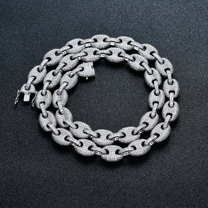 Men's Pig Nose Chain, Button Necklace, Hip Hop Necklace