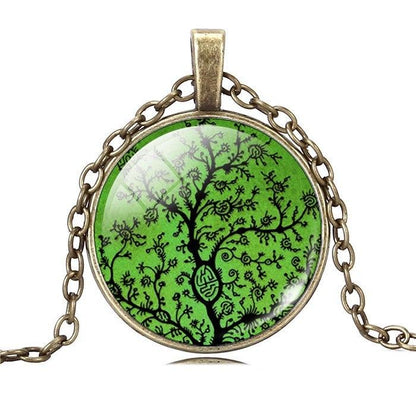 Tree of Life Necklace with Glass Art Pendant