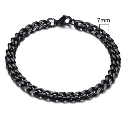 Stainless Steel Gold Plated Cuban Chain Bracelet for Men, Six-Sided 3-11mm
