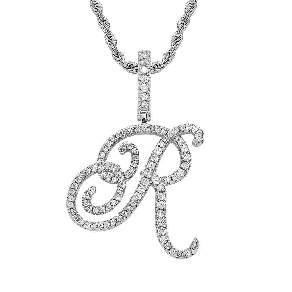 Hip-Hop Cursive Letter Pendant Necklace
