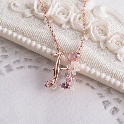 Shell Flower Alphabet Necklace in S925 Silver