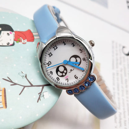 Kids' Cartoon Quartz Watch with Simple Design and Rhinestones