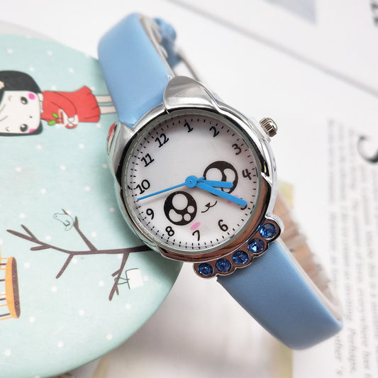 Kids' Cartoon Quartz Watch with Simple Design and Rhinestones
