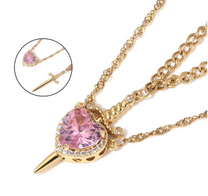 Sorella™ Heart & Sword Layered Necklace (One Set)