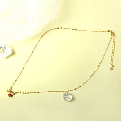 S925 Silver Garnet Flower Pendant Cherry Blossom Necklace