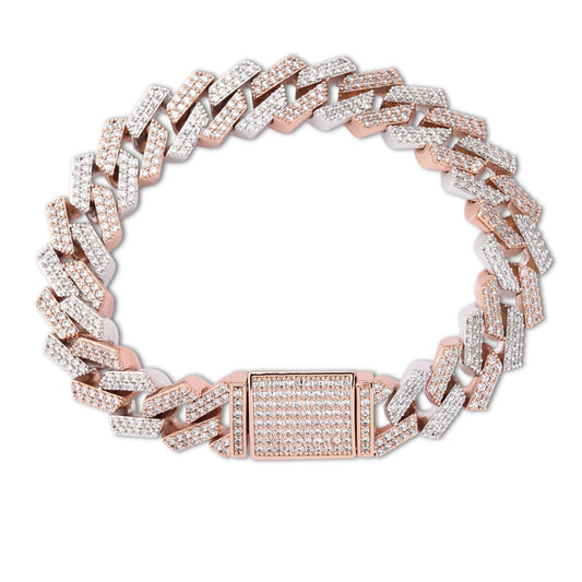 14mm Miami Cuban Link Zircon Rock Style Men's Bracelet