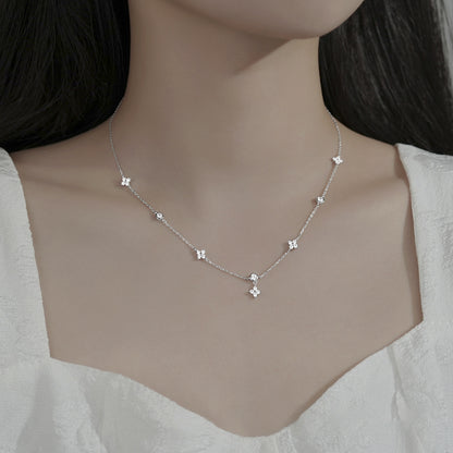 Luxury Four-leaf Clover Zircon Chain Necklace for Women