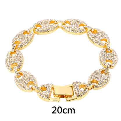 Cuban Bracelet with Coffee Bean Pig Nose Design