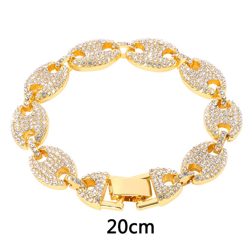 Cuban Bracelet with Coffee Bean Pig Nose Design